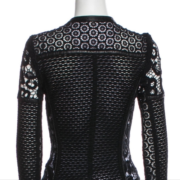 💋DESIGNER Iro Lewis💋. Black Leather and Lace Crochet Jacket Size XS Blazer - Picture 11 of 11